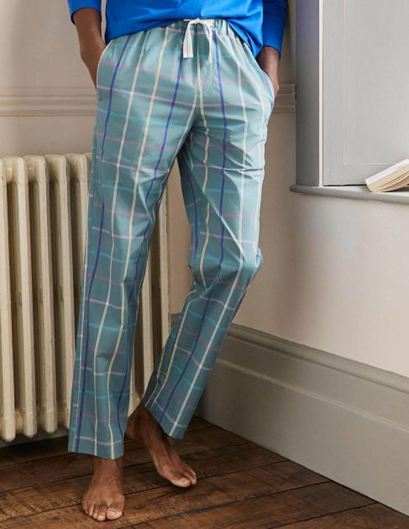 Blue Men's Boden Cotton Poplin Pajamas Pants | 21867LRKZ