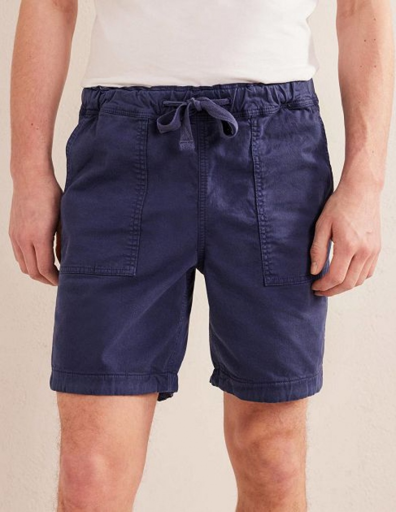 Blue Men's Boden Relaxed Twill Shorts | 75239ZUDC