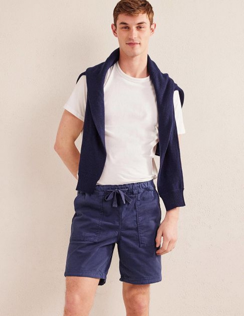 Blue Men\'s Boden Relaxed Twill Shorts | 75239ZUDC