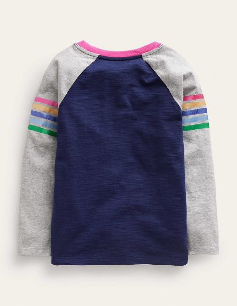 Blue Metal Kids' Boden Colourblock Raglan T-Shirt | 03751IYAF