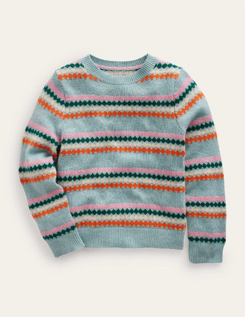 Blue Stripes Kids' Boden Fair Isle Sweaters | 53479AYPC