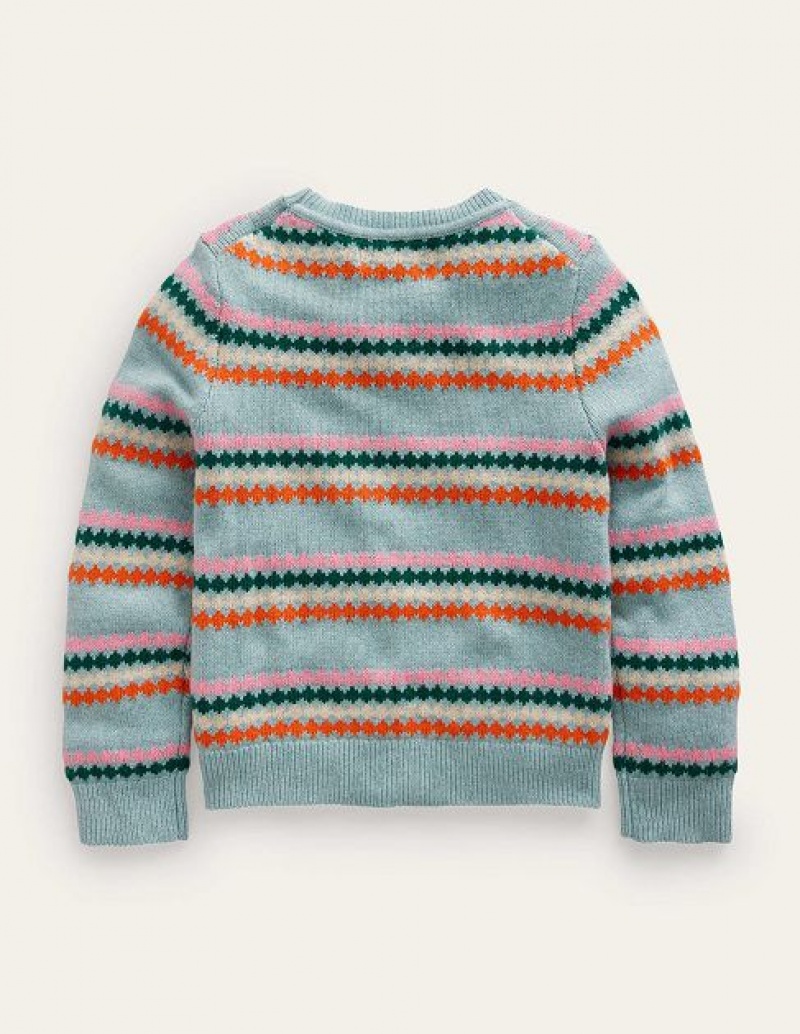 Blue Stripes Kids' Boden Fair Isle Sweaters | 53479AYPC