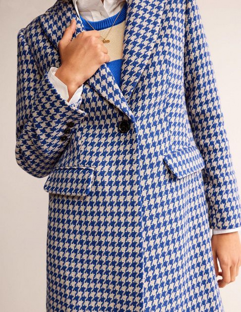 Blue White Women's Boden Canterbury Printed Coats | 21947LAXT