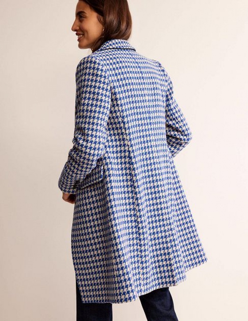 Blue White Women's Boden Canterbury Printed Coats | 21947LAXT