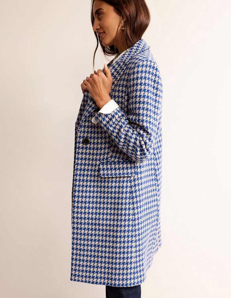 Blue White Women's Boden Canterbury Printed Coats | 21947LAXT