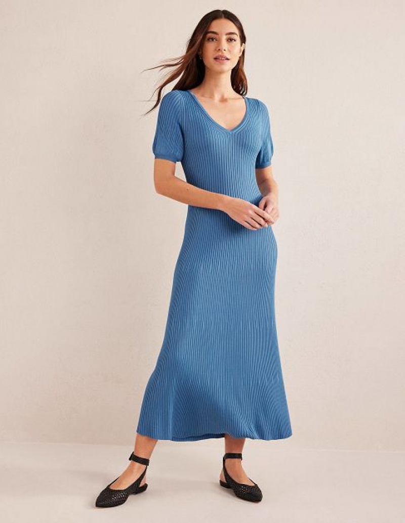 Blue Women\'s Boden Angled Empire Knitted Dress | 60935FVPD