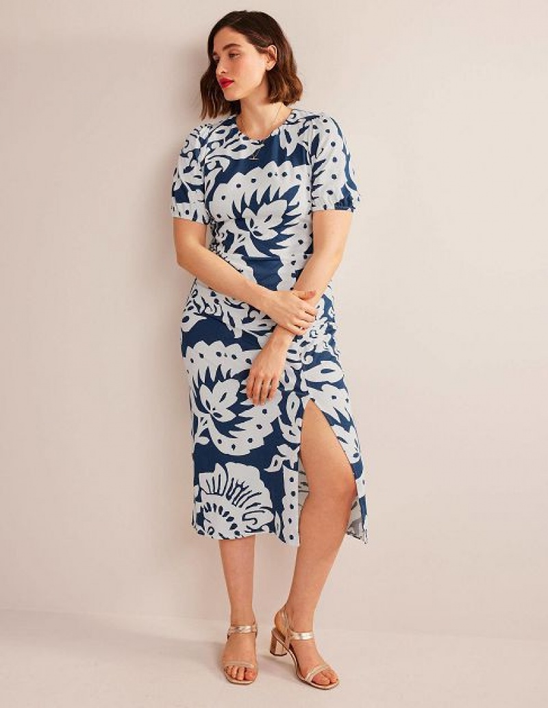 Blue Women's Boden Back Detail Jersey Midi Dress | 05419JNTG