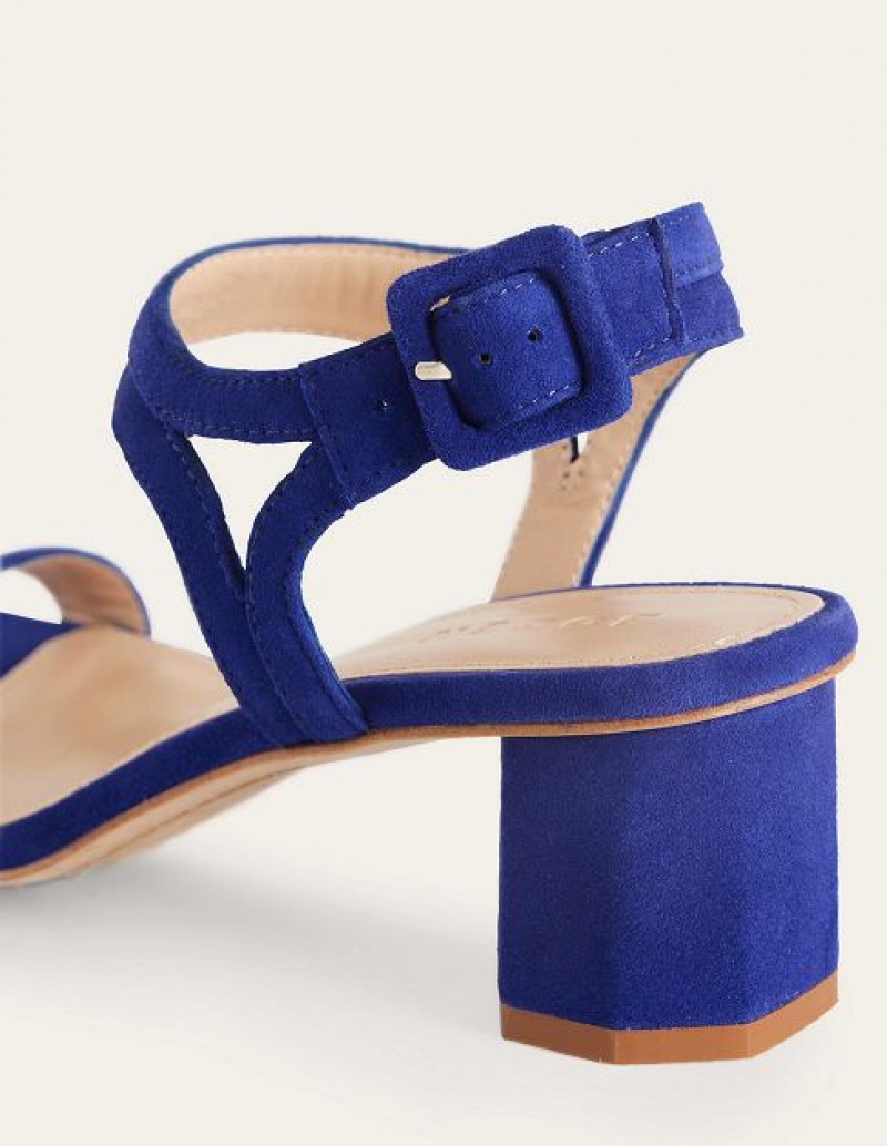 Blue Women's Boden Block Heeled Sandals | 85314DFOC