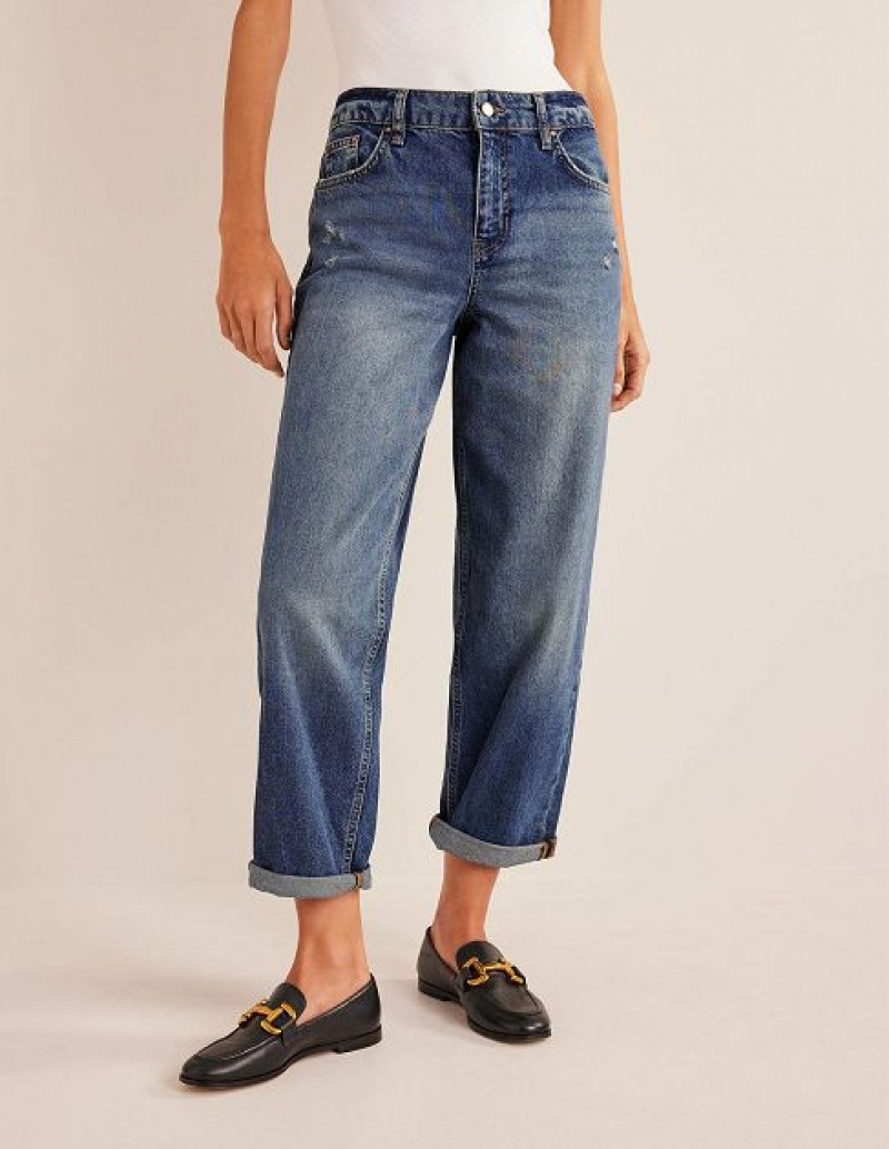 Blue Women's Boden Boyfriend Jeans | 03674JUBZ