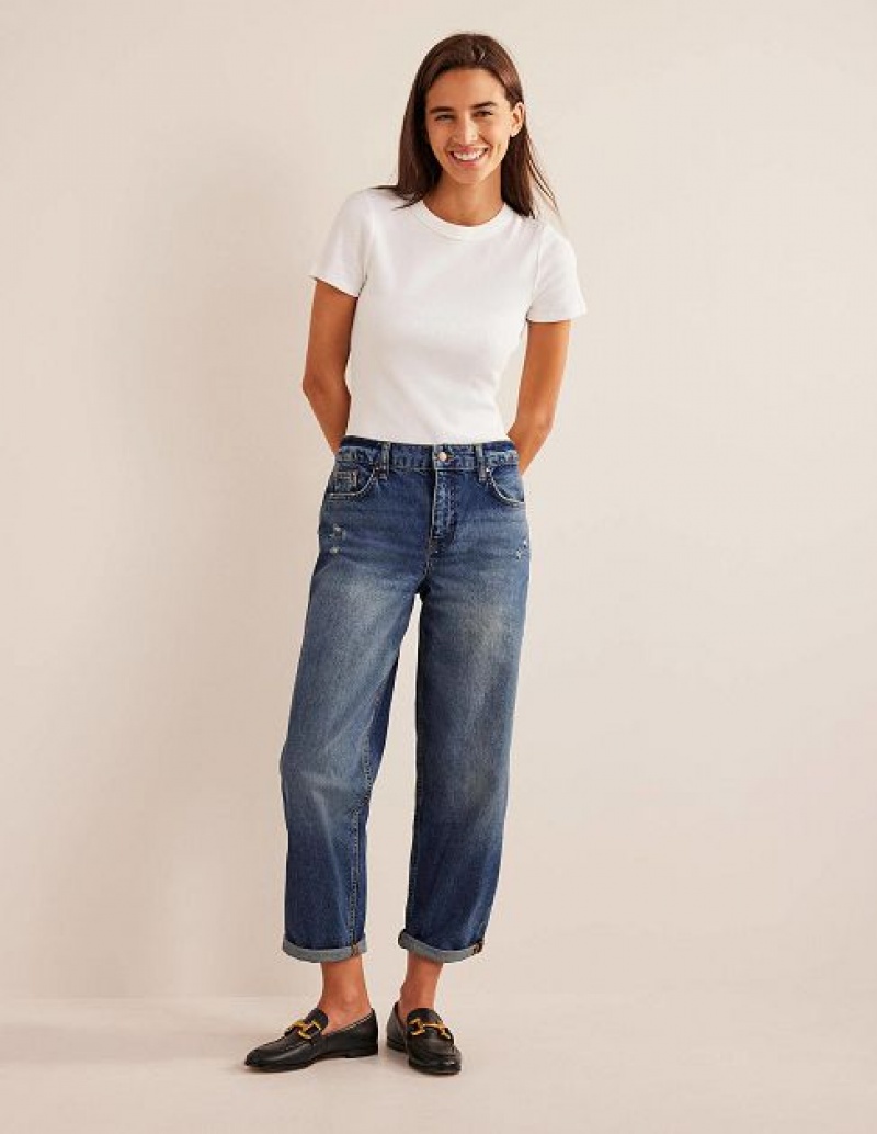 Blue Women\'s Boden Boyfriend Jeans | 03674JUBZ