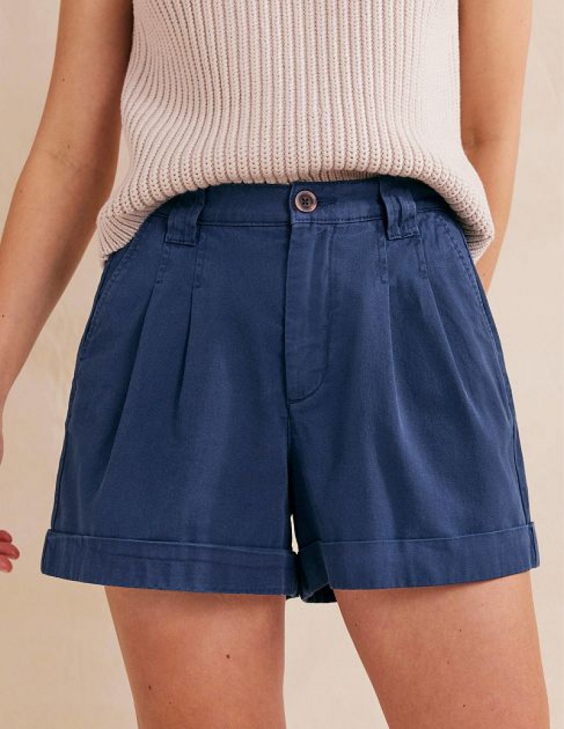 Blue Women's Boden Casual Cotton Shorts | 24631FUCV