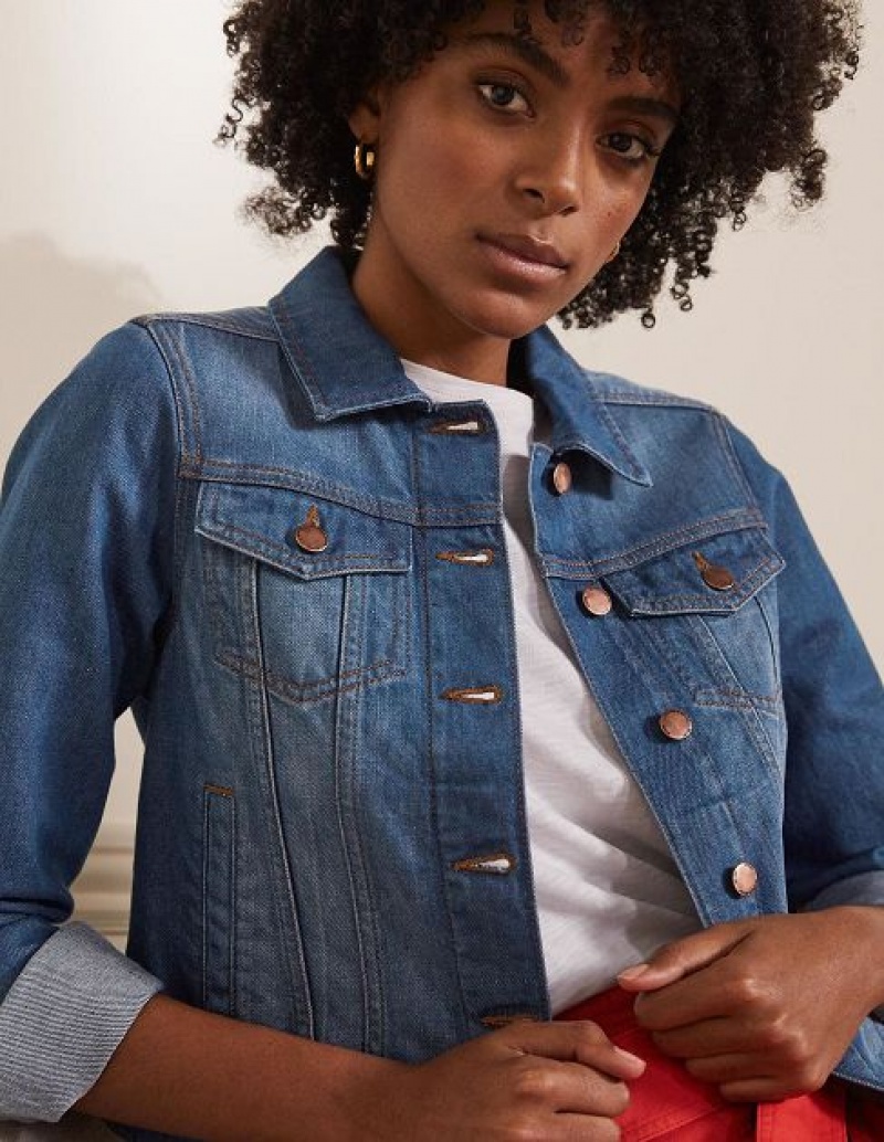 Blue Women's Boden Classic Denim Jackets | 47863ZNOM