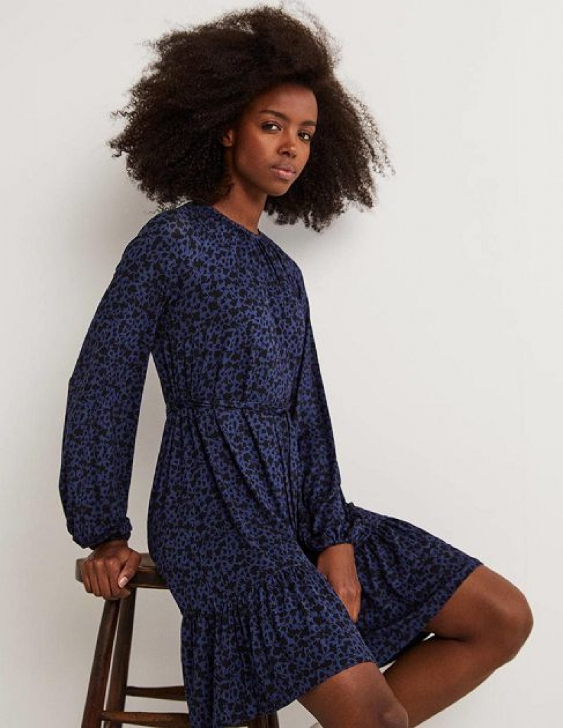 Blue Women's Boden Crew Neck Jersey Mini Dress | 61847HWOD