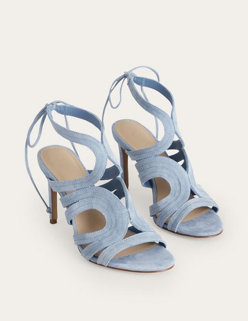 Blue Women's Boden Cut Out Heeled Sandals | 92673RXTW