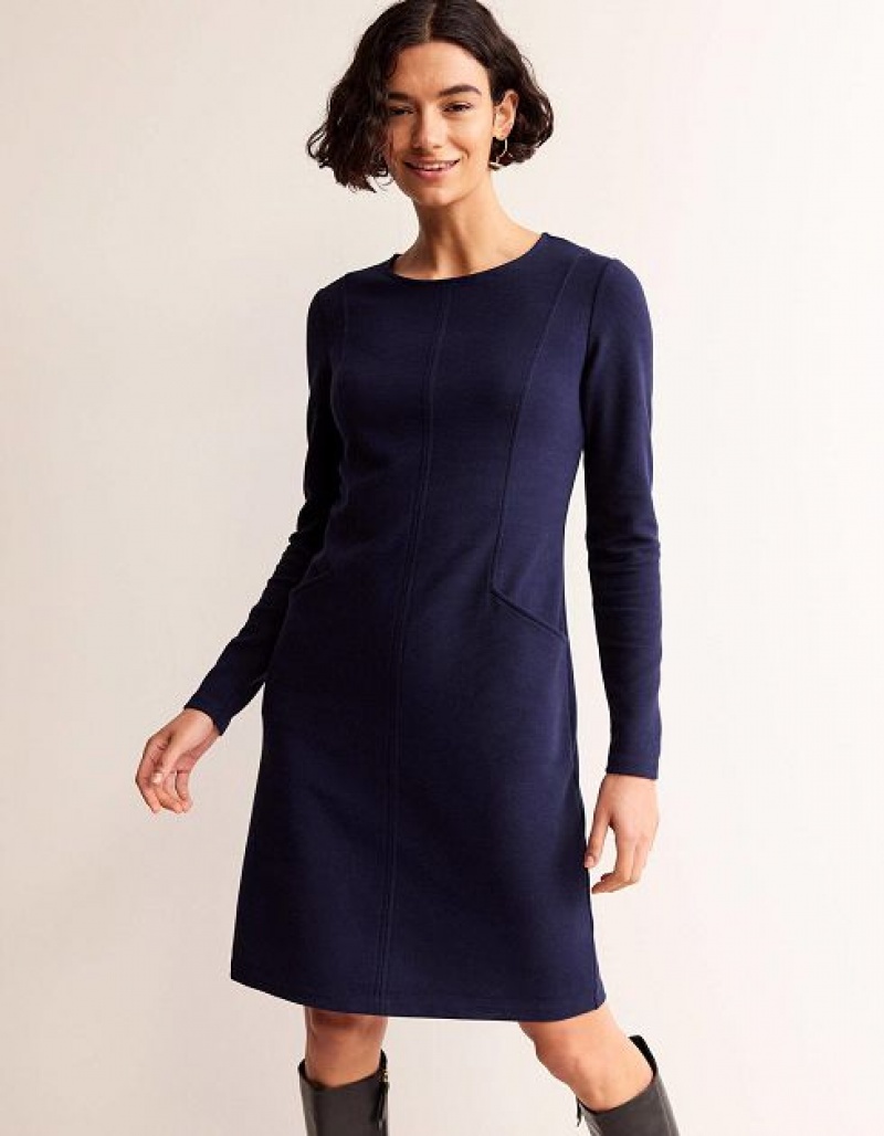 Blue Women's Boden Ellen Ottoman Dress | 15732LWIU