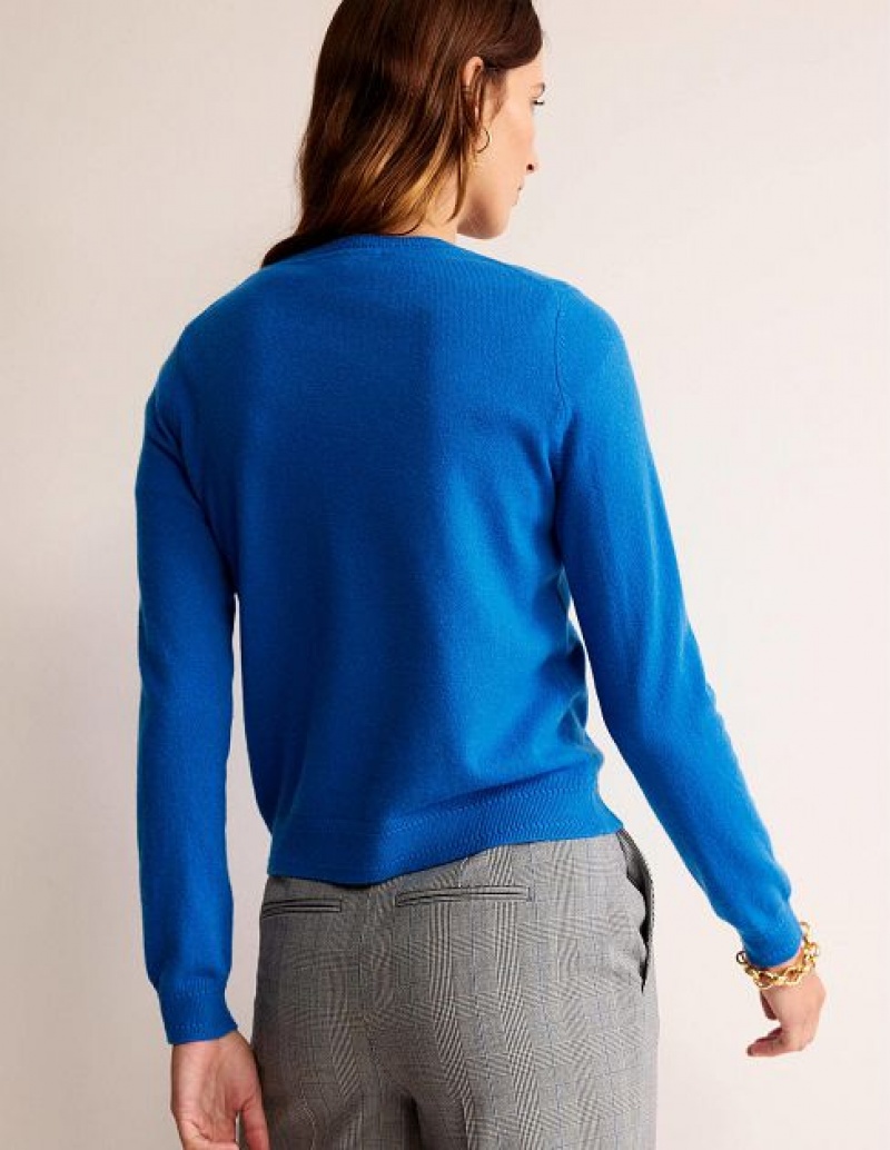 Blue Women's Boden Eva Cashmere Crew Neck Sweaters | 35968XPTE