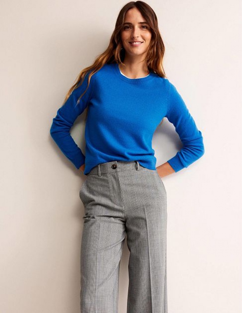 Blue Women's Boden Eva Cashmere Crew Neck Sweaters | 35968XPTE