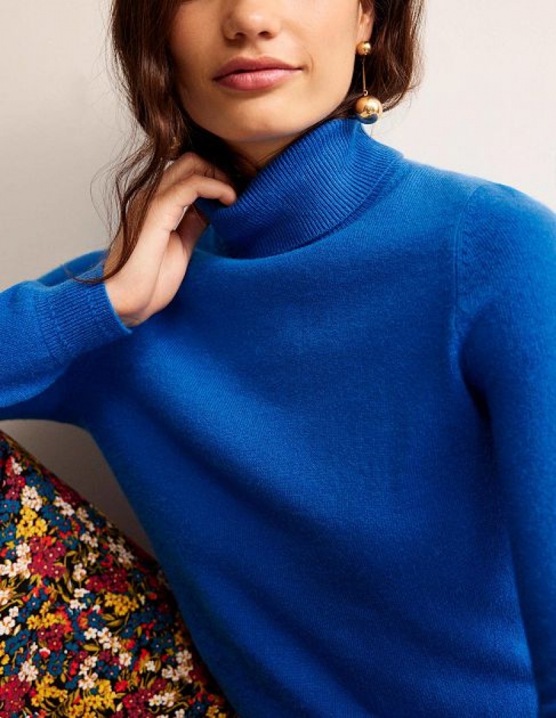 Blue Women's Boden Eva Cashmere Roll-neck Sweaters | 37604FXNG