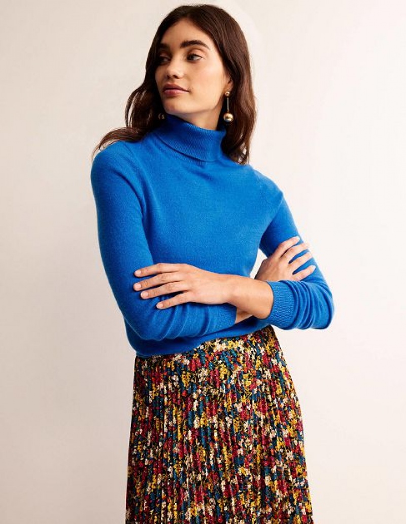 Blue Women's Boden Eva Cashmere Roll-neck Sweaters | 37604FXNG