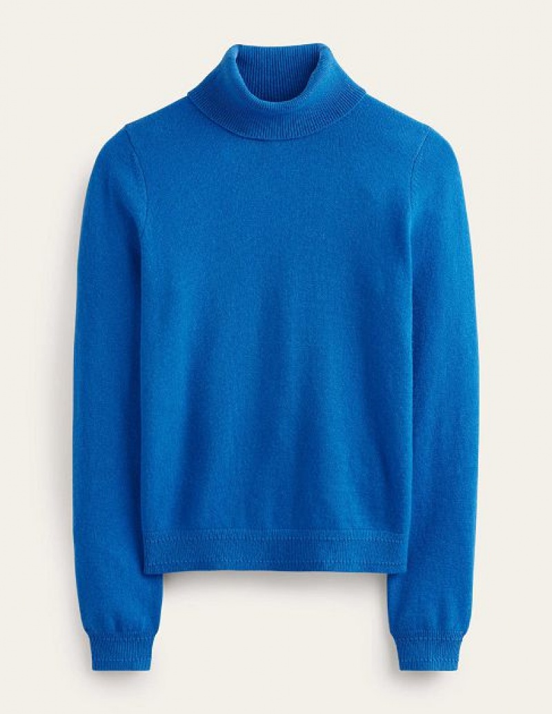 Blue Women's Boden Eva Cashmere Roll-neck Sweaters | 37604FXNG