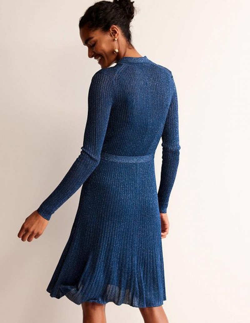 Blue Women's Boden Faye Sparkle Knitted Dress | 47036JUMO