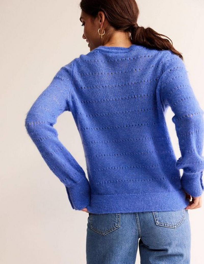 Blue Women's Boden Fluffy Textured Sweaters | 52807IVJW