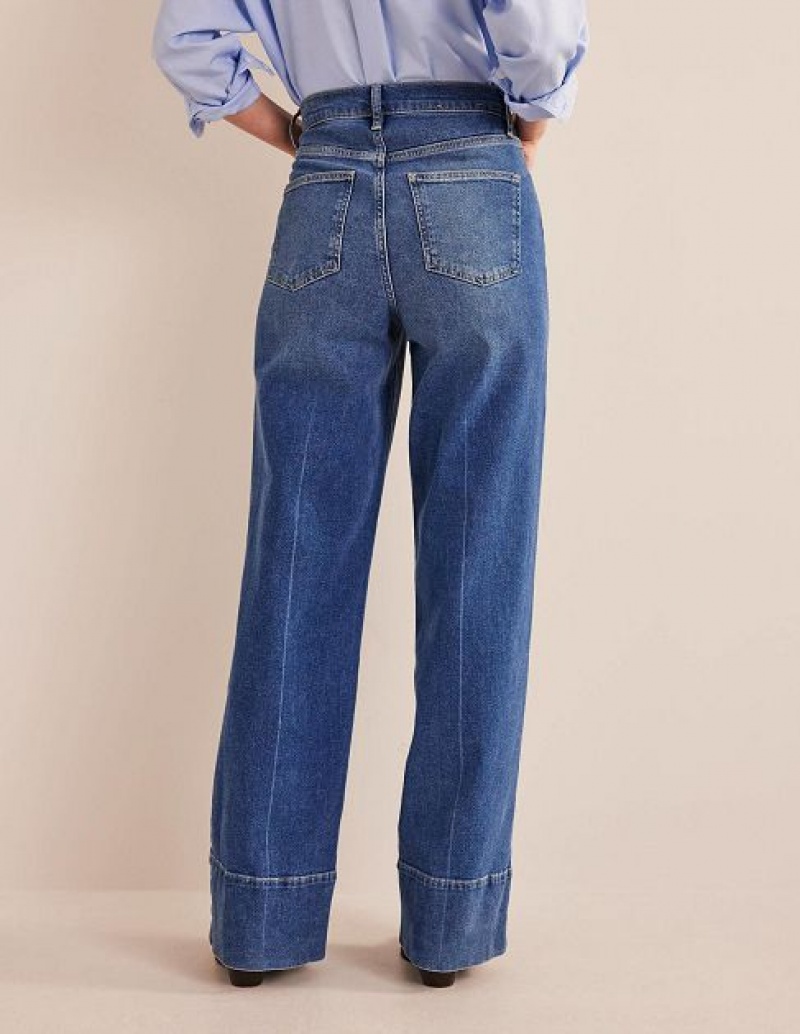 Blue Women's Boden Full Length Straight Jeans | 29105MQFW