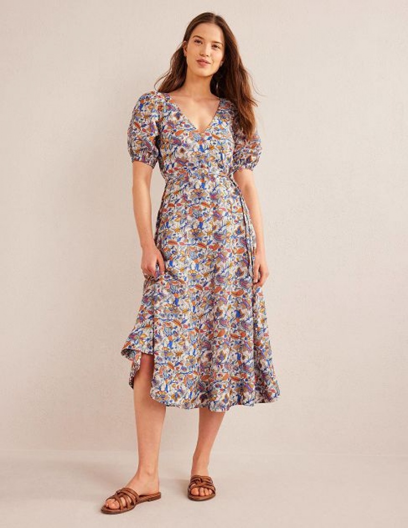 Blue Women's Boden Full Skirt Panelled Midi Dress | 20693SGVQ