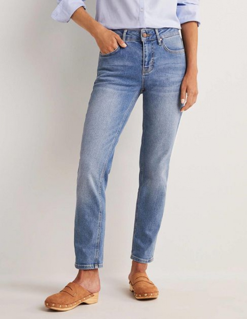 Blue Women's Boden Girlfriend Jeans | 68407QLVW