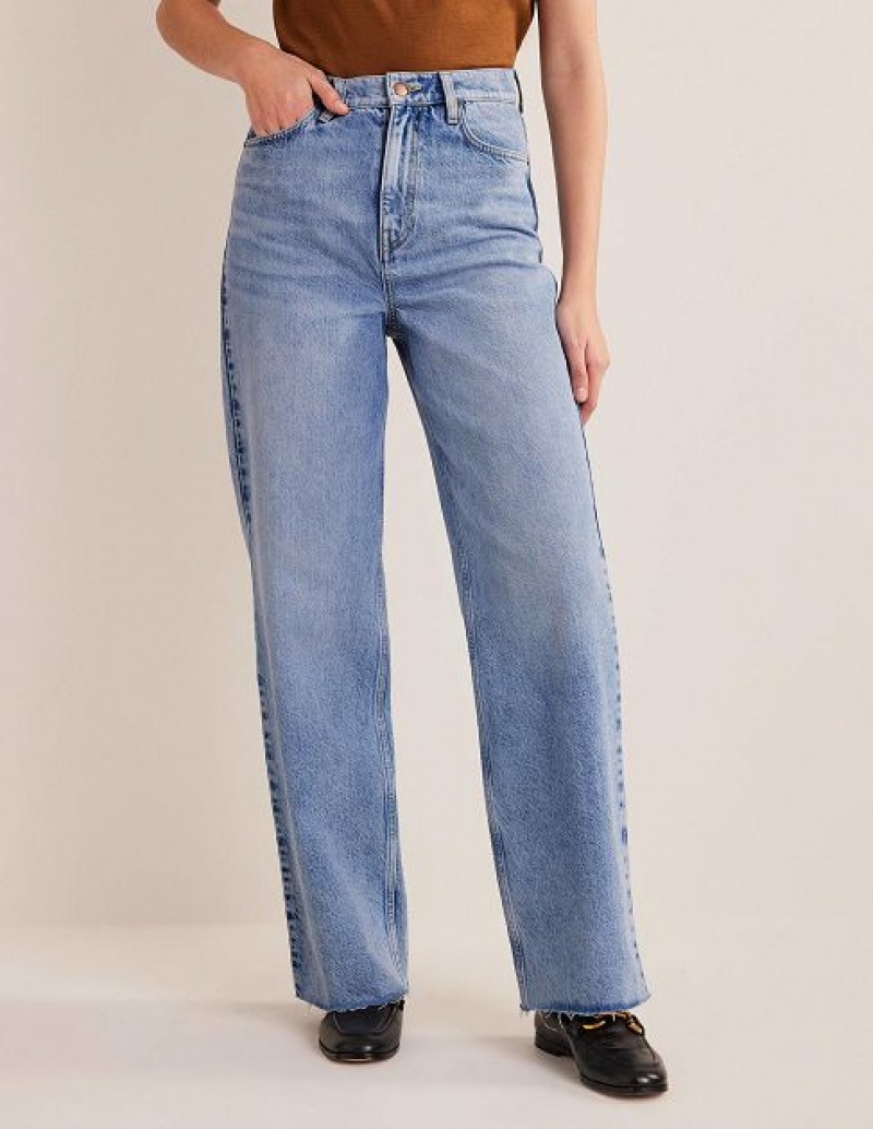 Blue Women's Boden High Rise Straight Jeans | 02387FRMW