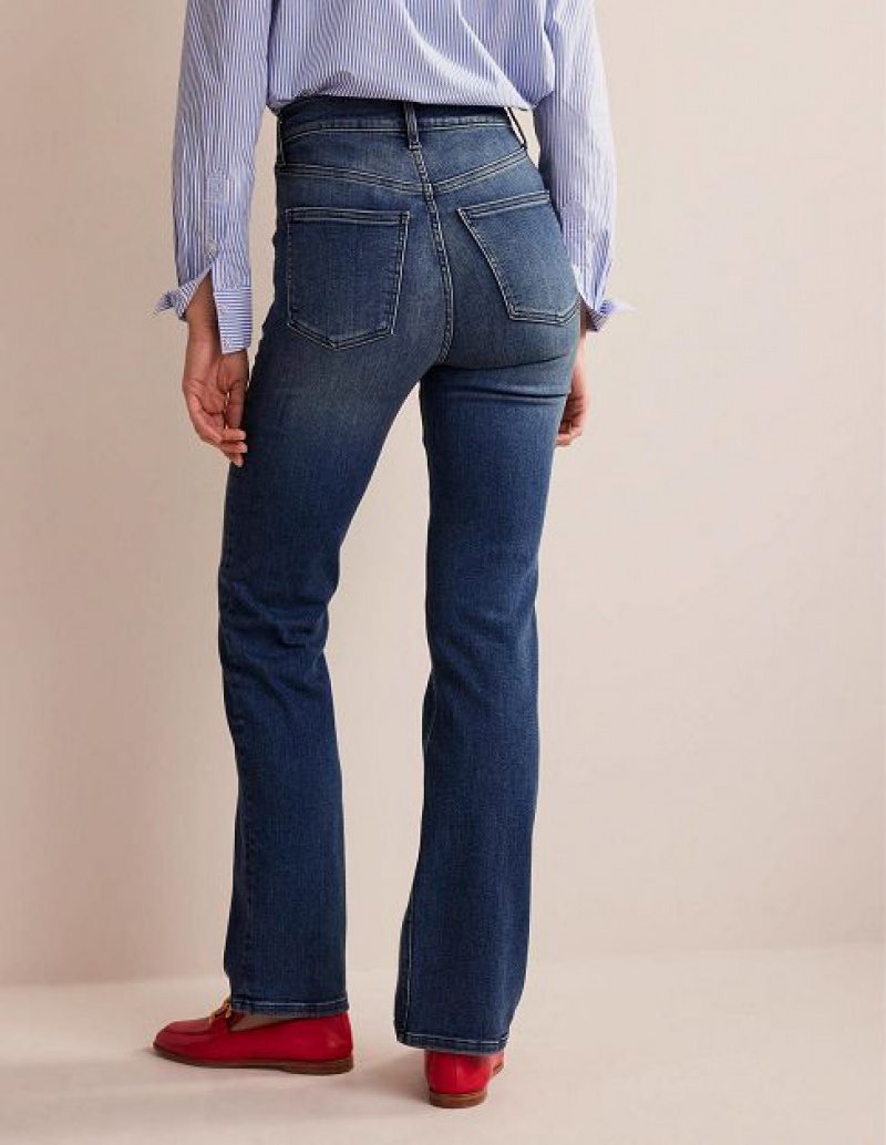 Blue Women's Boden High Rise True Straight Jeans | 65341LFKR