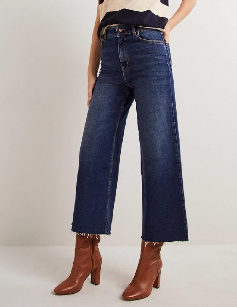 Blue Women's Boden High Rise Wide Leg Jeans | 13298XFSV