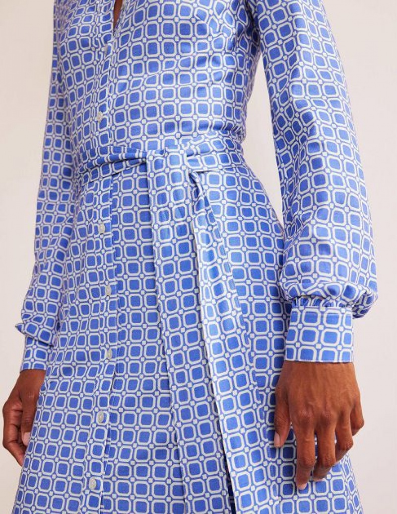 Blue Women's Boden Julia Jersey Shirt Dress | 69328OCBL