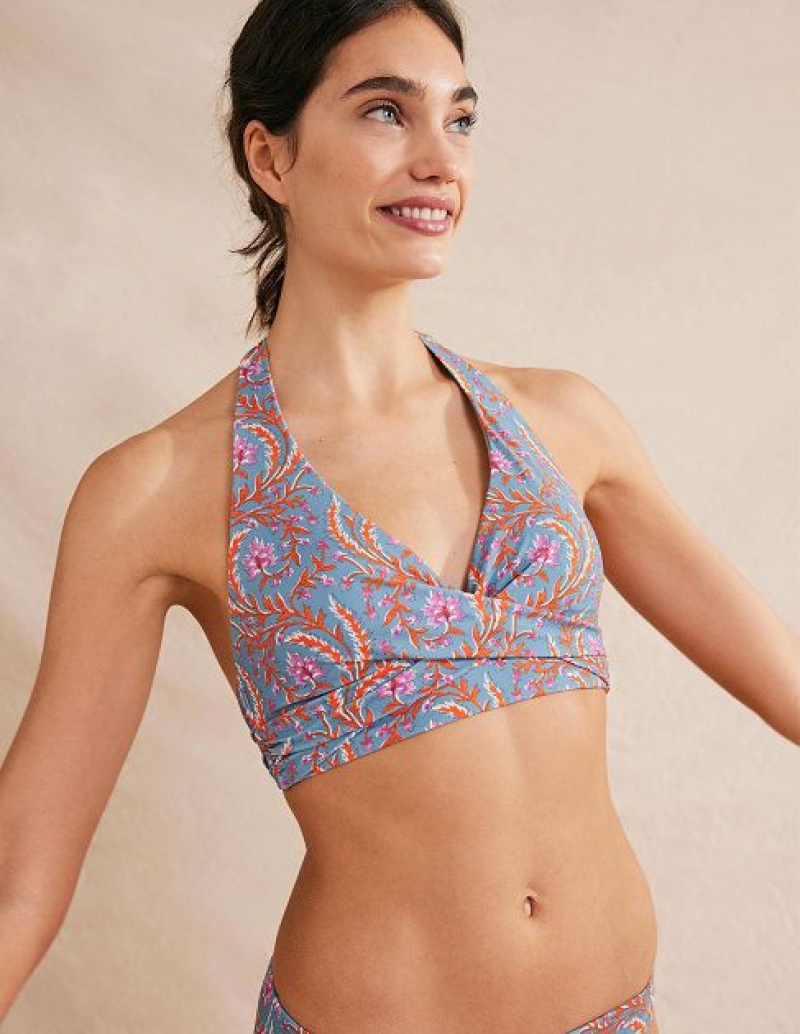 Blue Women's Boden Levanzo Halter Bikini Tops | 43567ZUTK