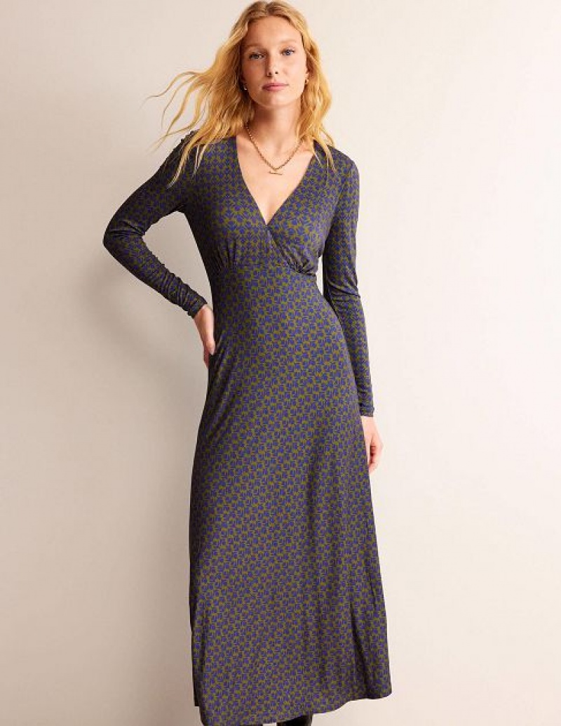 Blue Women\'s Boden Long Sleeve Jersey Dress | 79148RPEY