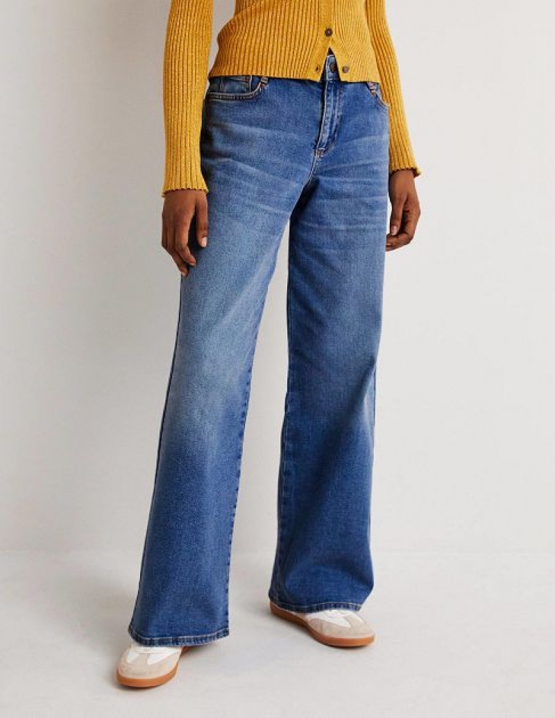 Blue Women's Boden Low Rise Wide Leg Jeans | 19250JMDC