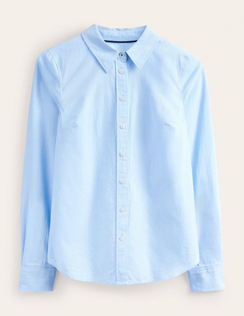 Blue Women's Boden New Relaxed Cotton Shirts | 74905XQFC