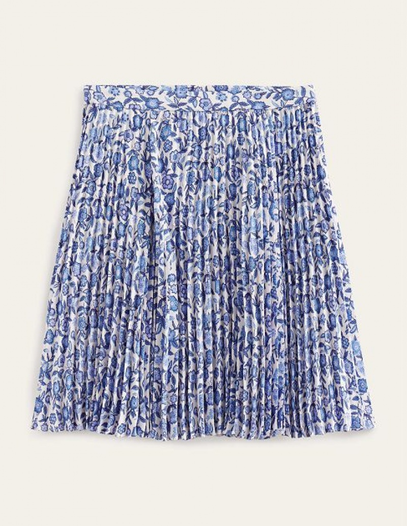 Blue Women's Boden Pleated Skirts | 41698DBXT