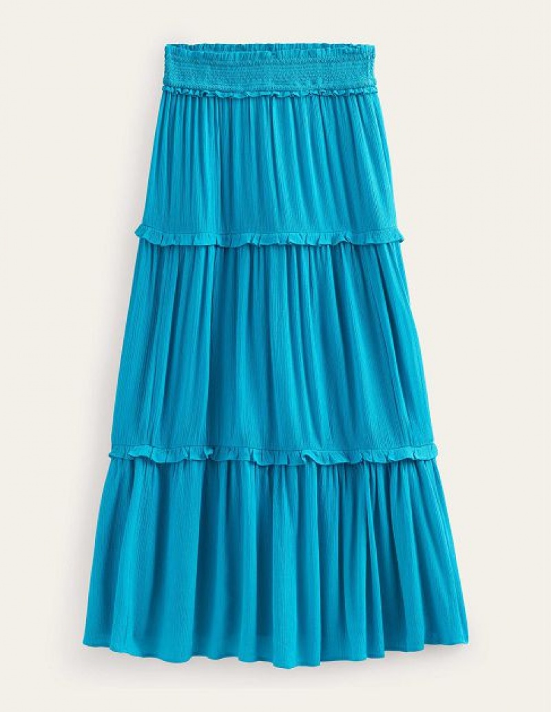 Blue Women's Boden Smocked-waist Holiday Skirts | 61082RBNT