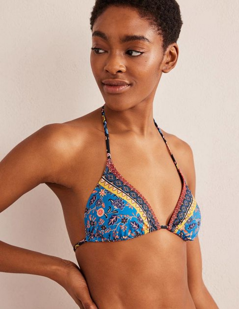 Blue Women's Boden Symi String Bikini Tops | 83946AYTH