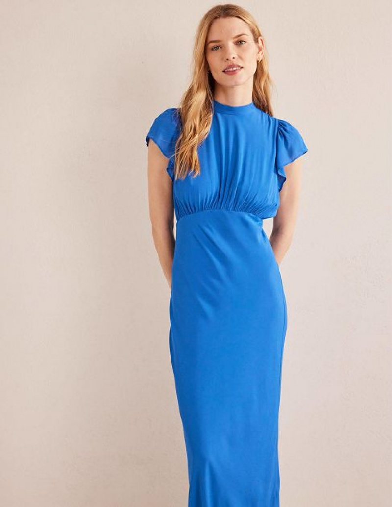 Blue Women's Boden Tie Back Detail Maxi Dress | 51472XNMF