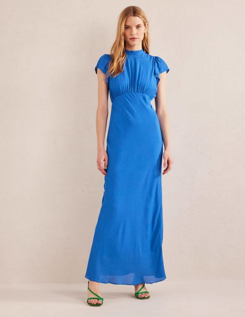 Blue Women\'s Boden Tie Back Detail Maxi Dress | 51472XNMF