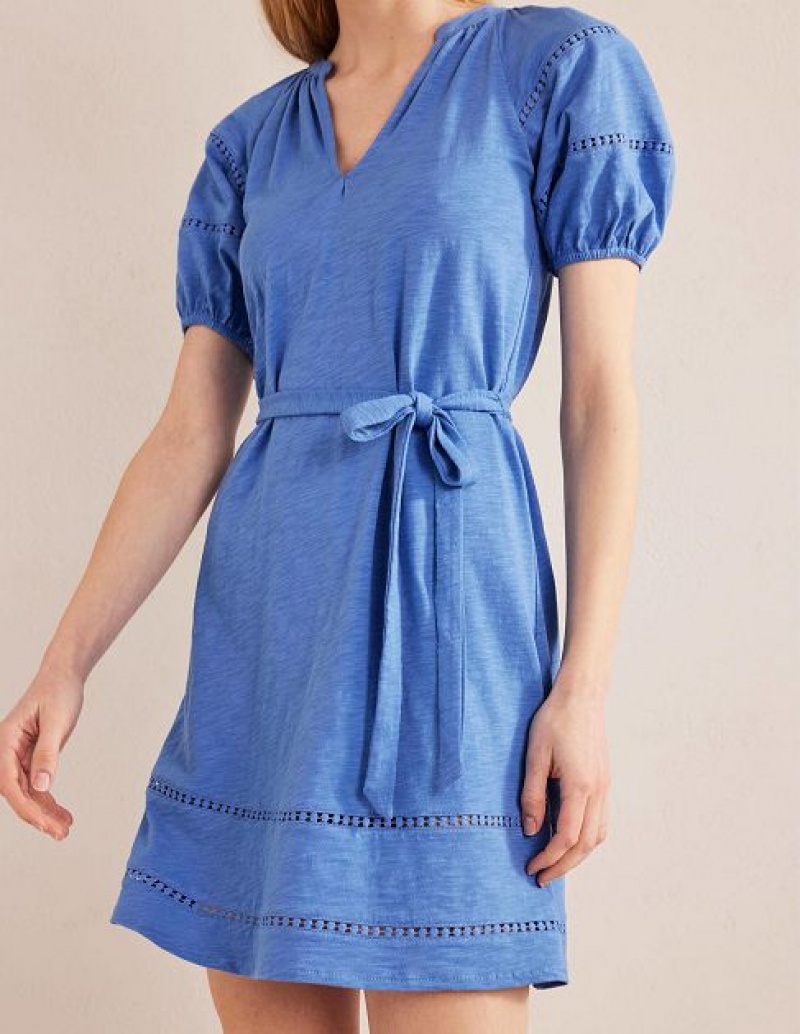 Blue Women's Boden Trim Detail Jersey Dress | 34581HFJY