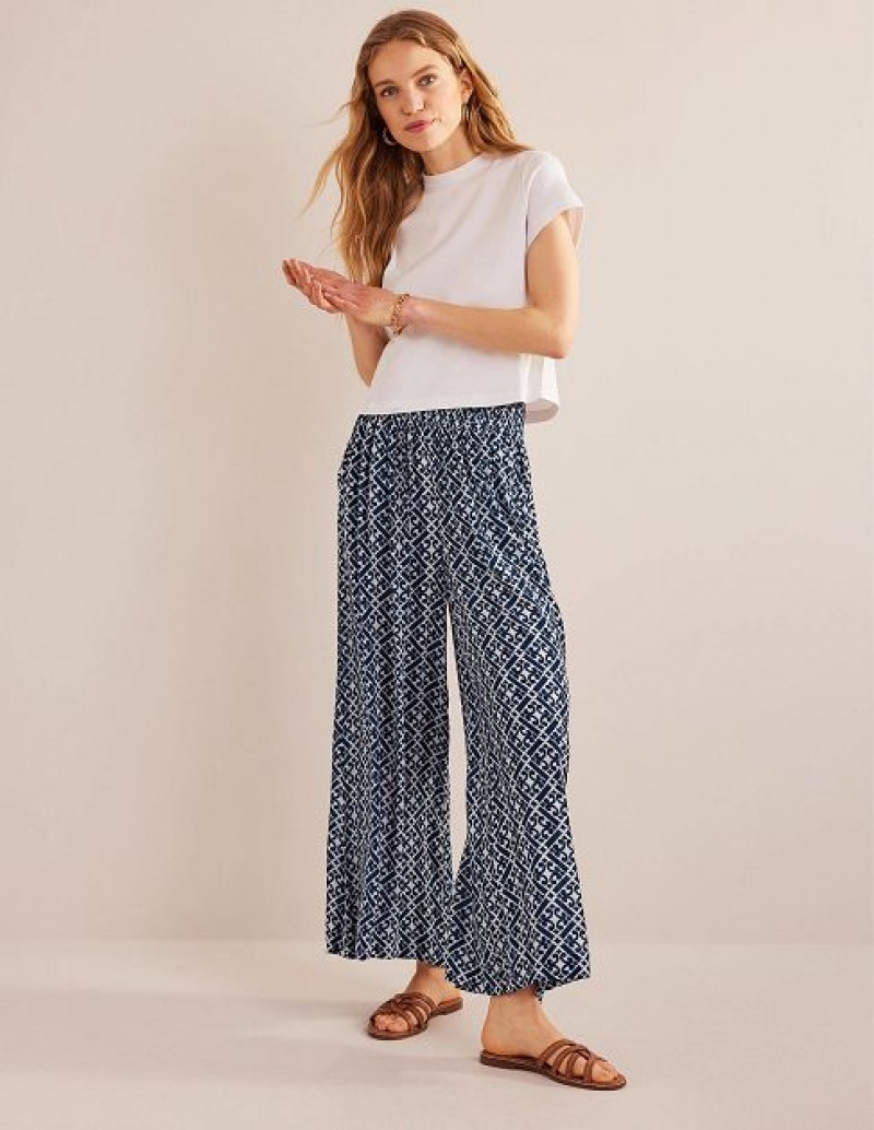 Blue Women\'s Boden Vacation Wide Leg Pants | 87915PXQY