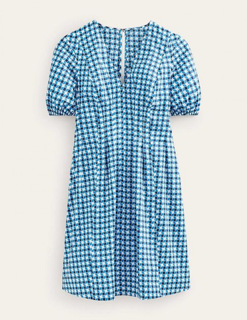 Blue Women's Boden V-neck Dart Detail Dress | 12348BZEF