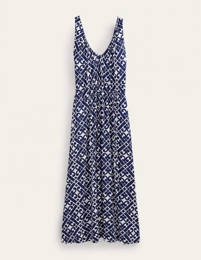 Blue Women's Boden V-neck Jersey Maxi Dress | 17028MZIY