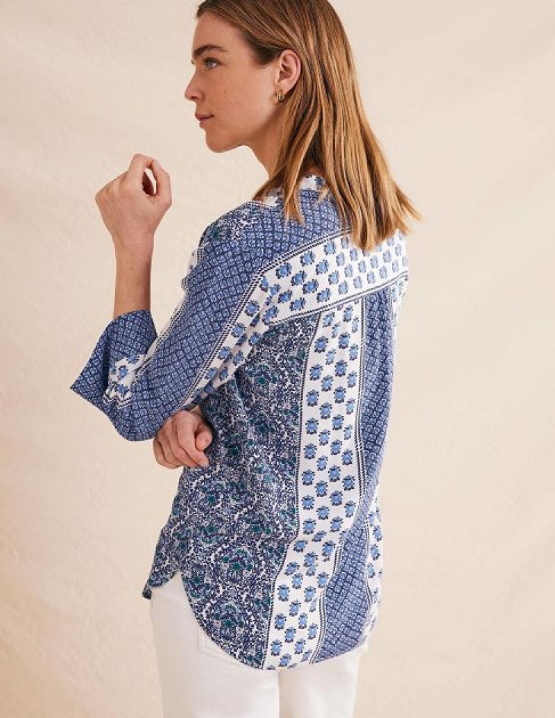 Blue Women's Boden Wide Sleeve Relaxed Blouse | 56097PITZ