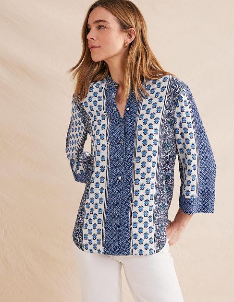 Blue Women's Boden Wide Sleeve Relaxed Blouse | 56097PITZ