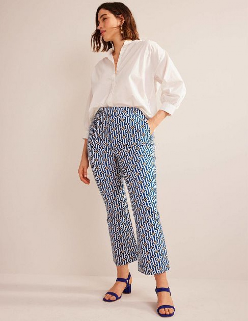 Blue / Azure Women's Boden Cropped Flared Pants | 40387CGQT