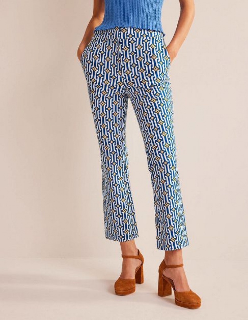 Blue / Azure Women's Boden Cropped Flared Pants | 40387CGQT